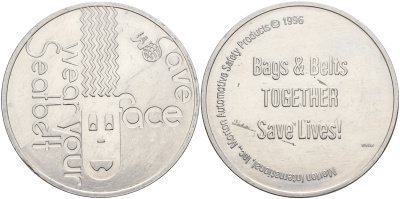 Жетон рекламный 1996 Morton International Inc. ремни и сумки 1066-16-55