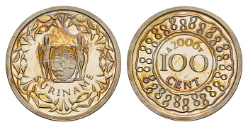 Суринам 100 центов 2006 KM 23 медно-никель BU 4626-156