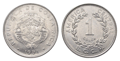 Коста-Рика 1 колон 1991 KM 210 нержавеющая сталь UNC 4697-314