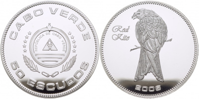 Кабо-Верде 50 эскудо 2006 красный коршун KM 50 серебро PROOF 1077-10-23