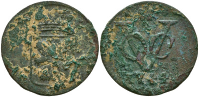 Нидерландская Ост-Индия 1 дуит 1744 KM 152.2 медь 4573-1127