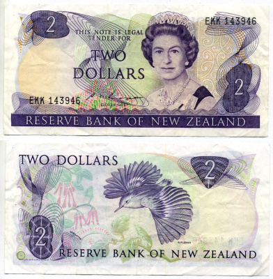 Новая Зеландия 2 доллара 1981-1992 signature: Russell Pick 170b бумага VF 7523-43-4-2
