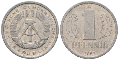 ГДР 1 пфенниг 1983 A KM 8.2 алюминий 4618-735