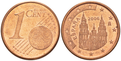 ИСПАНИЯ 1 ЕВРОЦЕНТ 2006 KM 1040 сталь плакированная медью 112-1159
