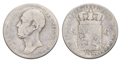 Нидерланды 1/2 гульдена 1848 Виллем II (1840-1849) KM 73 серебро    1531-741