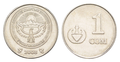 Киргизия1 сом2008KM 14сталь плакированная никелемUNC4644-842