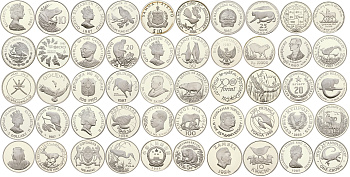 Монеты всего мира набор из 25 монет серия сохраним наш мир серебро PROOF 14-01-01-05