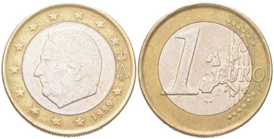 Бельгия 1 евро 1999 KM 230 биметалл 4126-427