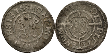 Рига 1 шиллинг (шеляг) 1533 Вальтер фон Плеттенберг (1494-1535), вес 1,19 гр. Neumann 231, Haljak 18 серебро 1516-842