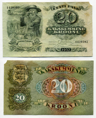 Эстония 20 крон 1932 пастух Pick 64 a бумага 7375-3-1-1