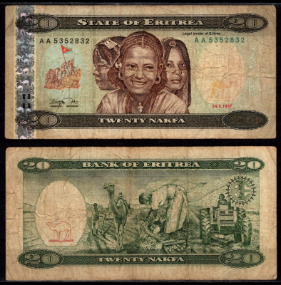 Эритрея 20 накфа 1997 Pick 4 бумага 6317-44-1-1