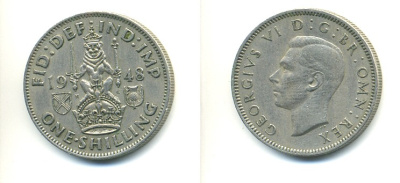 Великобритания 1 шиллинг 1948 Георг VI (1936-1952), Шотландский герб KM 864, Spink 4104 медно-никель 23-921