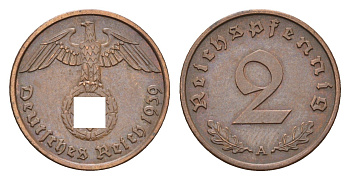 Германия 2 рейхспфеннига 1939 A KM 90, J. 362 бронза 4669-1247