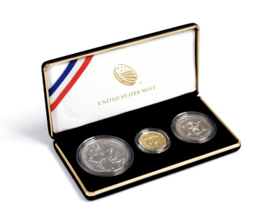 США набор из 3 монет 2021 50 центов + 1 доллар + 5 долларов, юридические службы США (полиция)  золото, серебро, никель  PROOF  4-3-3-19