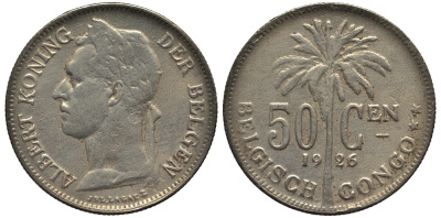 Бельгийское Конго 50 сантимов 1926 пальма KM 23 медно-никель 1524-1023