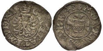 Любек зехлинг (6 пфеннигов) 1643 Behrens 445 серебро 1519-1532