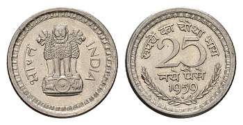 Индия 25 пайс 1959 KM 47.1 никель UNC 4687-1228