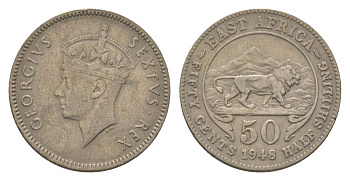 Британская Восточная Африка 50 центов 1948 Георг VI (1936-1952) KM 30 медно-никель 4627-144