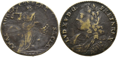 ФРАНЦИЯ ЖЕТОН ND ЛЮДОВИК XV, диаметр 23,5-24 мм. латунь 4529-1046