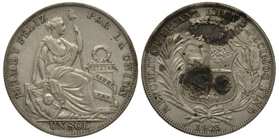 Перу 1 соль 1935 KM 218.2 серебро 272-1025