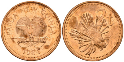 Папуа-Новая Гвинея 2 тойя 1984 Елизавета II (1953-) KM 2 бронза 4571-641