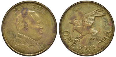 Малави 1 квача 1996 орел KM 28 сталь плакированная латунью 4162-344