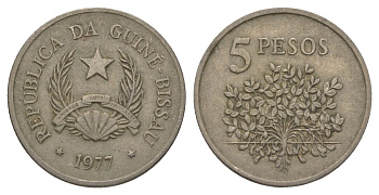 Гвинея-Бисау 5 песо 1977 KM 20 медно-никель 4626-537