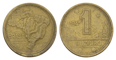 Бразилия 1 крузейро 1945 KM 558 алюминиевая бронза 4556-1112