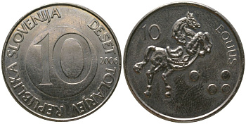 Словения 10 толаров 2006 KM 41 медно-никель 4548-1143