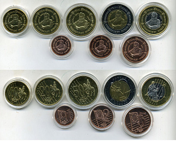 НОРВЕГИЯ НАБОР ИЗ 8 МОНЕТ 2005 ЕВРОПРОБНИКИ (крупный формат) КАПСУЛЫ, ГЕНРИХ ИБСЕН биметалл PROOF 06-081-9