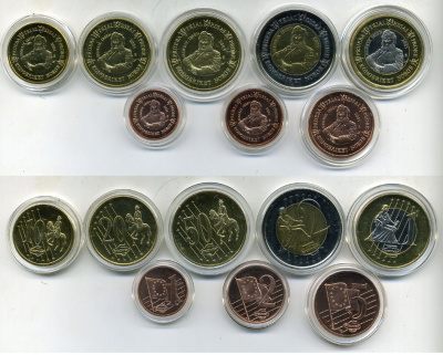 НОРВЕГИЯ НАБОР ИЗ 8 МОНЕТ 2005 ЕВРОПРОБНИКИ (крупный формат) КАПСУЛЫ, ГЕНРИХ ИБСЕН биметалл PROOF 06-081-9