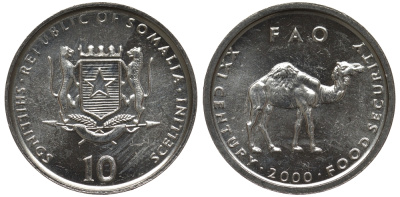 Сомали 10 шиллингов 2000 FAO, продовольственная программа, верблюд KM 46 алюминий UNC 4556-1126