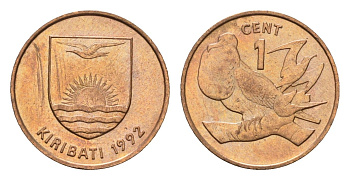 Кирибати 1 цент 1992 KM 1 бронза UNC 4630-1056