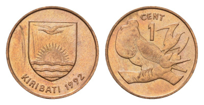 Кирибати 1 цент 1992 KM 1 бронза UNC 4630-1056