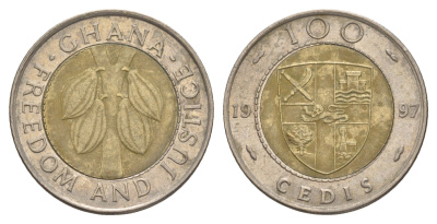 Гана 100 седи 1997 KM 32 биметалл 4642-144