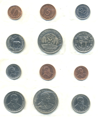 Маврикий набор из 6 монет 1987 в запайке KM MS1 UNC 00-00