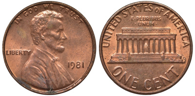 США 1 цент 1981 KM 201 медь цинк 4549-1237