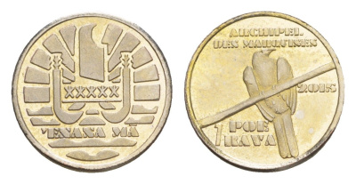 Французская Полинезия (Иль Маркиз) 1 poe rava 2015 латунь BU 4644-1022