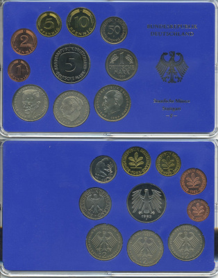 ФРГ набор из 9 монет 1983 F, официальный государственный набор, в пластике    PROOF  3540-4-2