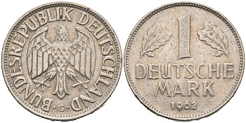 ФРГ 1 марка 1962 D KM 110, J. 385 медно-никель 4681-1221
