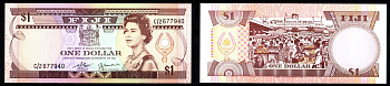 Фиджи 1 доллар ND (1980) Pick 76 бумага UNC (пресс) 8608-11-3-1