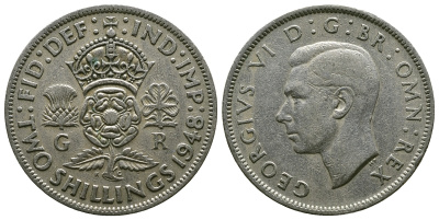 Великобритания 2 шиллинга (флорин) 1948 Георг VI (1936-1952) KM 865, Spink 4102 медно-никель 4381-1135