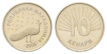 Македония 10 денаров 2008 KM 31 медь цинк никель aUNC 4699-244