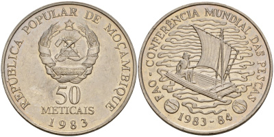 Мозамбик 50 метикалов 1983 FAO, Всемирная конференция по рыбному хозяйству KM 106 медно-никель UNC 3897-1033