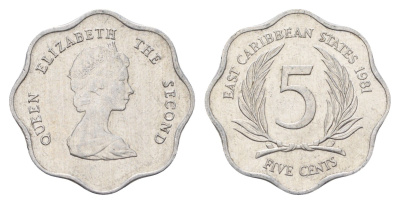 Восточные Карибы 5 центов 1981 KM 12 алюминий aUNC 4678-941
