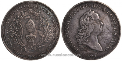 Аугсбург 1 талер 1765 IT-F(A)H, Франциск I KM 184, Dav. 1930 серебро 00-000-00