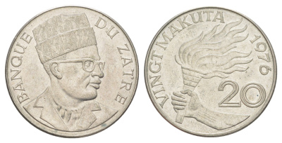 Заир 20 макут 1976 KM 8 медно-никель UNC 4653-431