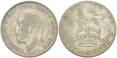 Великобритания 1 шиллинг 1926 Георг V (1910-1936), старая модификация, круглый жемчуг KM 816a, Spink 4023А серебро 4402-1157