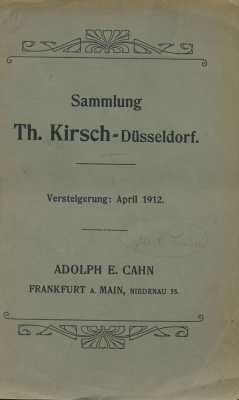 Адольф Е. Кан Коллекция Т. Кирша в Дюссельдорфе 1912 Adolph E. Cahn, sammlung th. kirsh-dusseldorf, 178 страниц + 6 таблиц с иллюстрациями      00-01-08-10