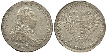 Саксония 1/12 талера (2 грошена) 1792 Фридрих Август III (1763-1806), из коллекции Gerhart Rother KM 1031, Merseb. 2017 серебро aUNC 000-000